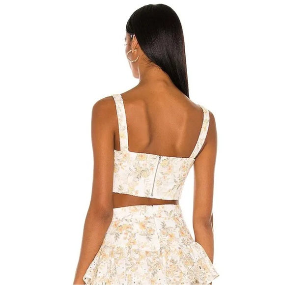 Bardot Broderie Floral Eyelet Corset Crop Top 10/L Tie Front Sweetheart Neck NWD - Picture 2 of 5